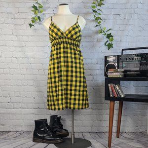 PASSPORT Yellow and Black Midi Dress Size M